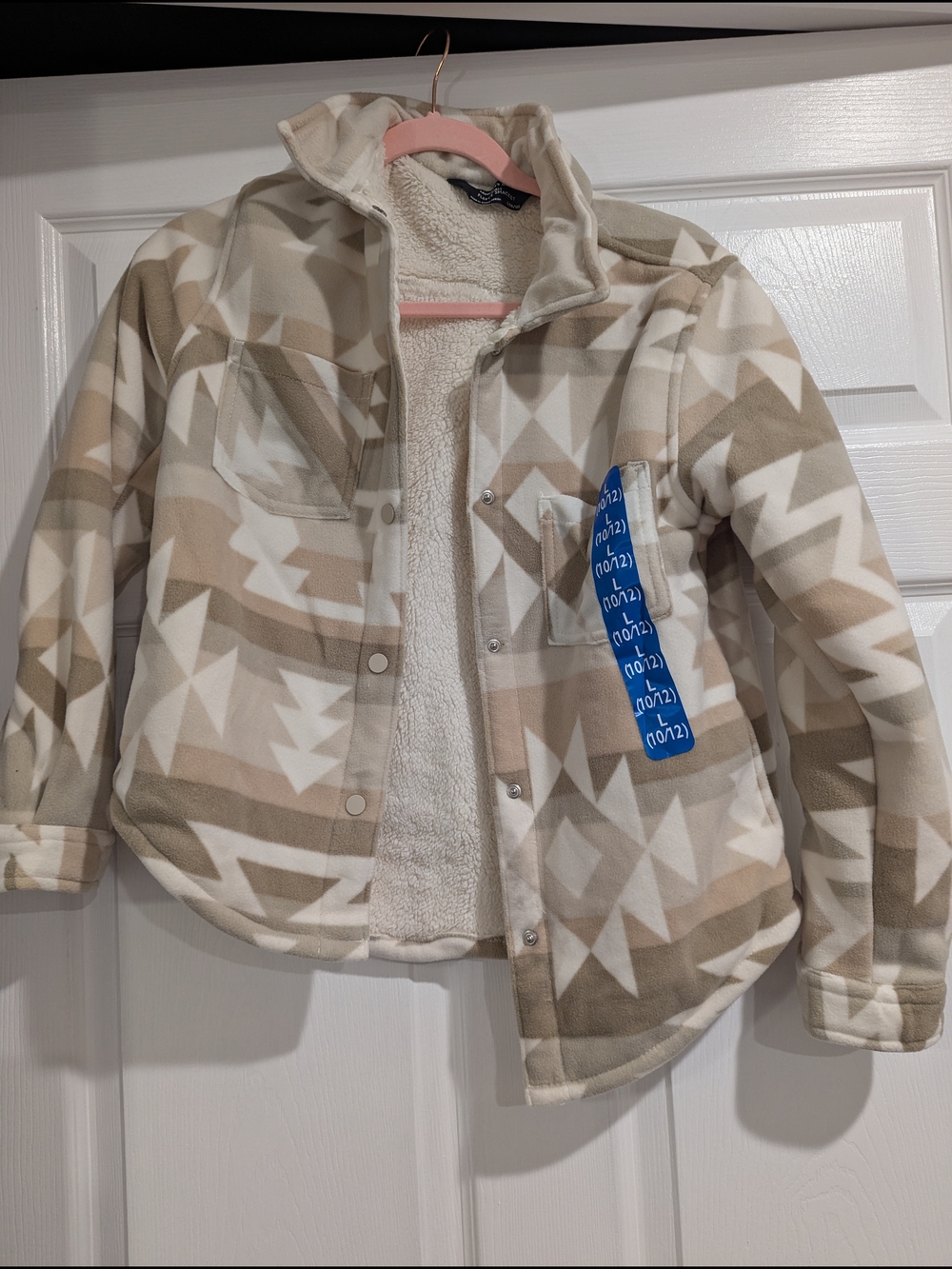 Cozy Kids Aztec Fleece-Lined Jacket - Beige/White